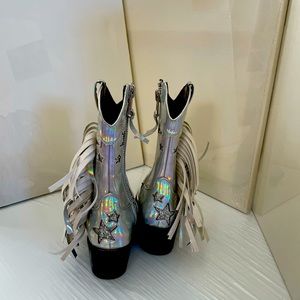 Dolls Kill holographic cowboy boots size 5